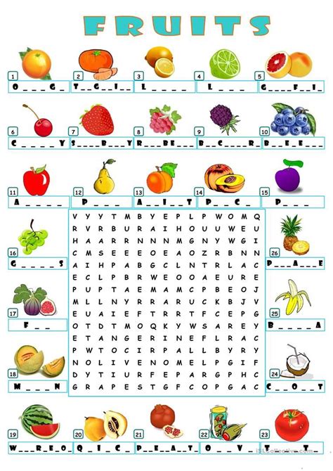 Fruits Wordsearch Worksheet Free Esl Printable Worksheets Made By