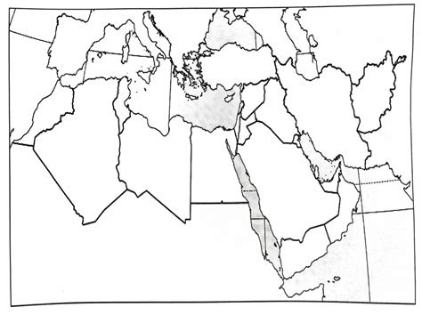 Coast Of Middle East North Southwest Asia And North Africa Blank Map