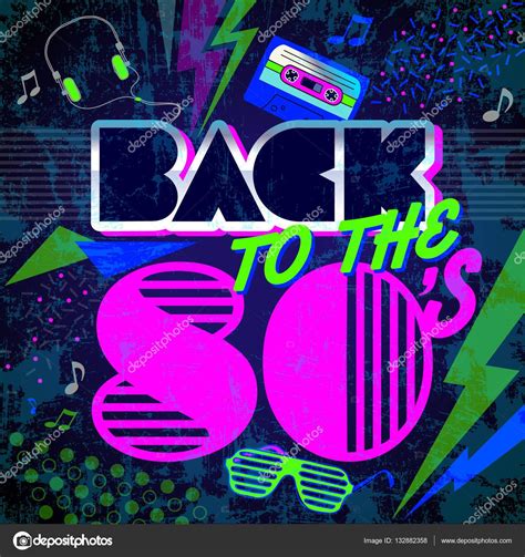 Back To The 80s Poster With An Old School Style Cassette Recorder And