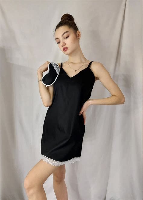 Nightie Black Organic Premium Cotton Handmade Nightgown Etsy