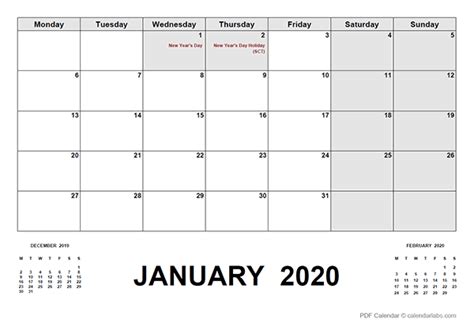 2020 Calendar With Uk Holidays Pdf Free Printable Templates