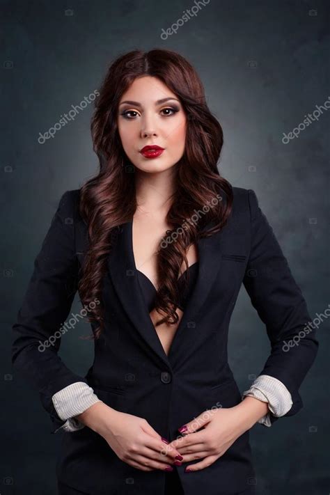 Sexy Business Woman In A Dark Business Suit Beautiful Sexy Secretary