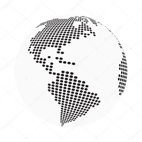 Globe Earth World Map Abstract Dotted Vector Background Black And