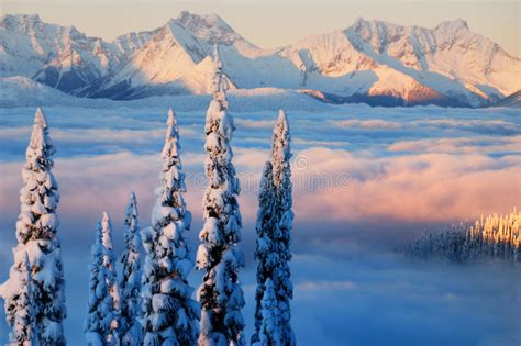 Snow Covered Mountain Valley Sunset Stock Image Image Of Landscapes