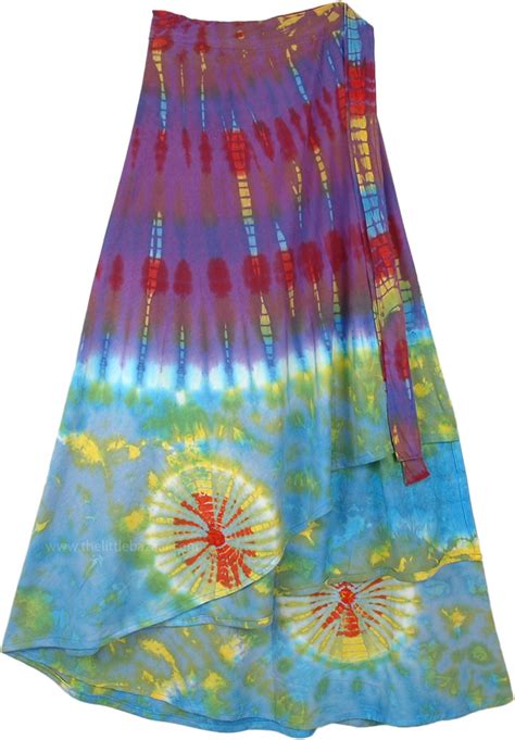 Colorful Tie Dye Gypsy Skirt With Wrap Around Waist Clothing Sale