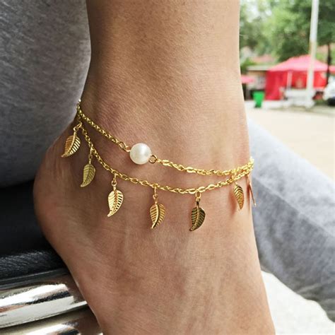 Buy Susenstone 2018 1pc Sexy Simple Gold Anklet Ankle Bracelet Leaf Foot Chain