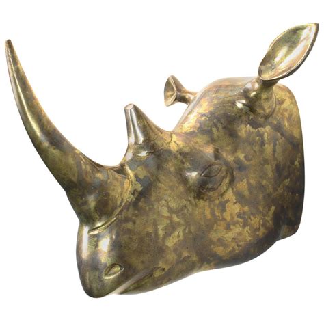 Brass Rhino Head Wall Mounted Sculpture At 1stdibs