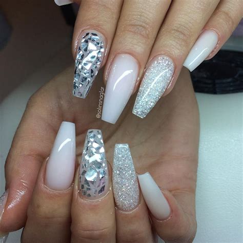 “frosted Pink Silverflakes Och Diamond” Nail Art Designs Nail Designs