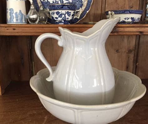 Mccoy Bowl And Pitcher 7529 Pale Blue Grey 1960s Vintage Pitcher