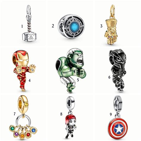 Pandora Style Marvel Charm Avengers Silvergold Green Etsy
