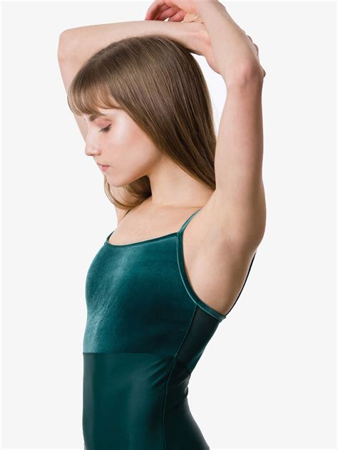 Womens Velvet Empire Camisole Leotard With Mesh Back Womens Camisoles