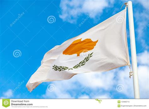 National Flag Of Cyprus Waving On Wind Stock Image Image Of Symbol