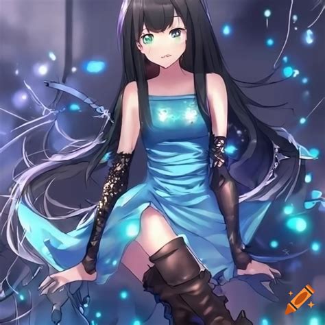 Anime Girl With Black Hair And Green Eyes On Craiyon