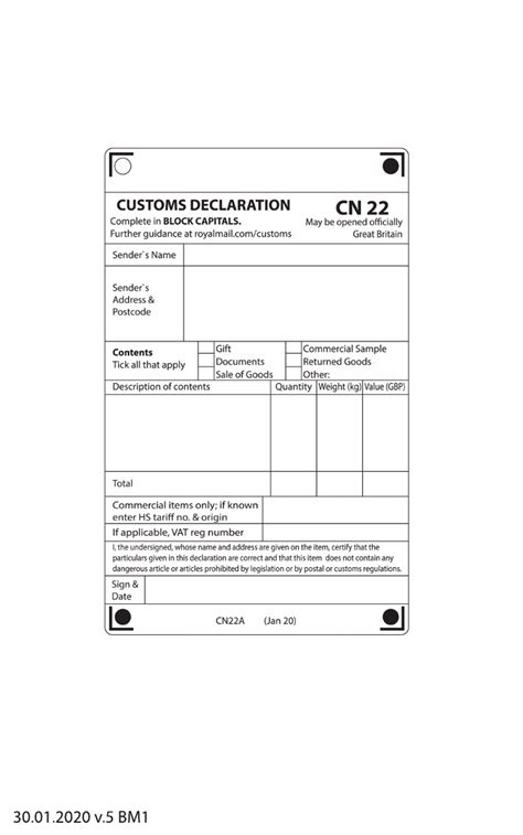 Form Cn22 Fill Out Sign Online And Download Printable Pdf United