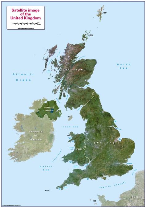 Childrens Satellite Map Of The United Kingdom Large £