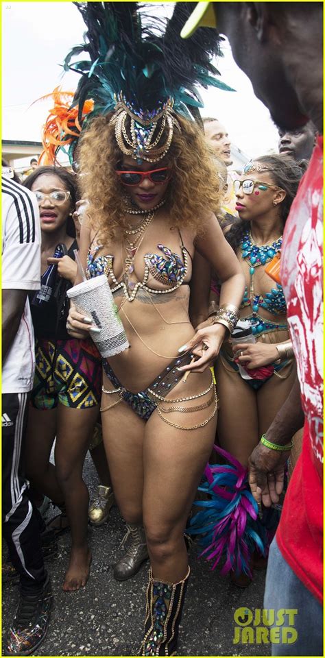 Rihanna Rocks Revealing Jeweled Bikini For Kadooment Day Parade Photo 3429988 Bikini Rihanna