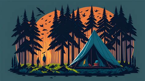 2048x1152 Tent Forest Adventure Minimal 4k 2048x1152 Resolution