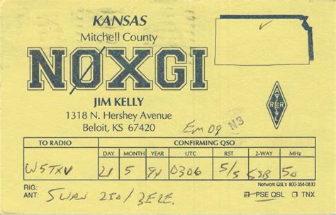 Vintage Amateur Ham Radio Qsl Postcard N0xgi Jim Kelly 1994 Beloit Kansas Ebay