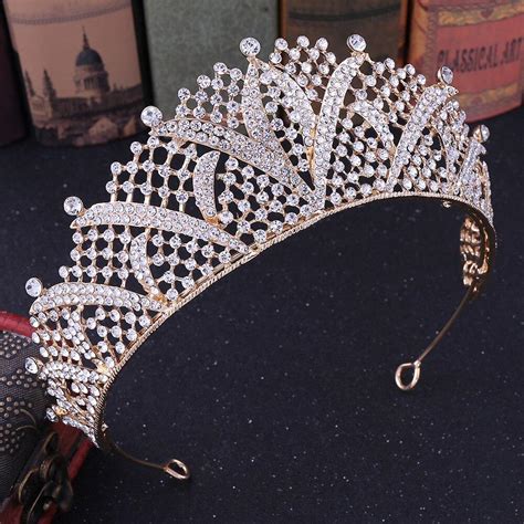 baroque crowns and tiaras for queen and king with rhinestones innovato design
