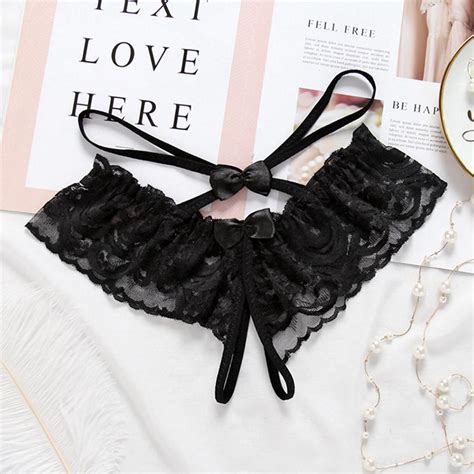 women s sexy lingerie crotchless panties flower lace bows underwear exotic lingerie sexy appeal