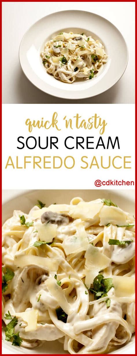 Picture sour cream and onion dip slathered on chicken cutlets, dredged in panko bread crumbs, and fried until crisp like a potato chip, and you'll envision pat chicken dry, and season both sides with salt and pepper. Quick 'n' Tasty Sour Cream Alfredo Sauce - Sour cream and ...