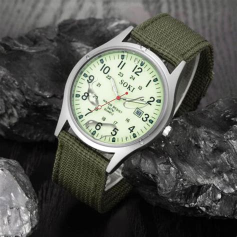 men s military leather date quartz analog army casual dress wrist watches uk ebay