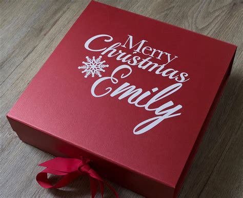Large Personalised Red Christmas Gift Box Christmas Eve | Etsy UK ...