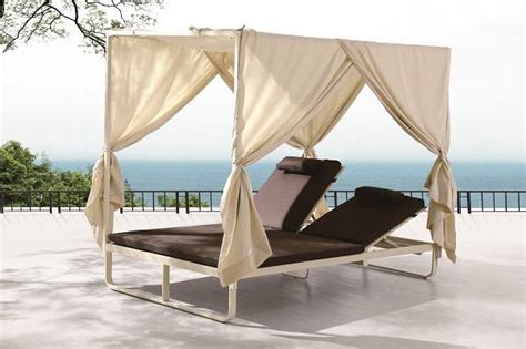Polo Modern Outdoor Double Beach Bed With Canopy