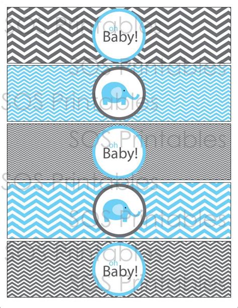 Free about to pop baby shower favor free printable: Blue Elephant Baby Shower Printable Water Bottle Label ...