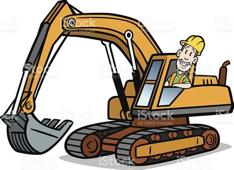 Great Illustration Of A Cartoon Guy Operating An Excavator Perfect