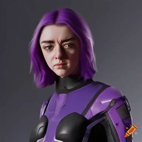 Portrait Of Maisie Williams As A Sci Fi Girl With Purple Hair