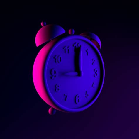 Premium Photo Neon Vintage Alarm Clock Icon 3d Rendering Ui Ux