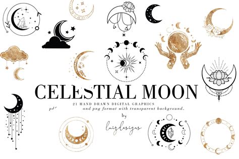 Celestial Moon Clipart Floral Moon Svg Mystical Moon Tattoo Etsy