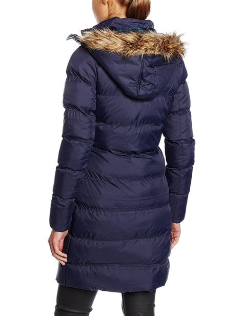 womens long faux fur trimmed hooded padded puffer winter coat parka jacket ebay