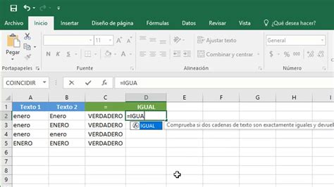 Función IGUAL en Excel YouTube