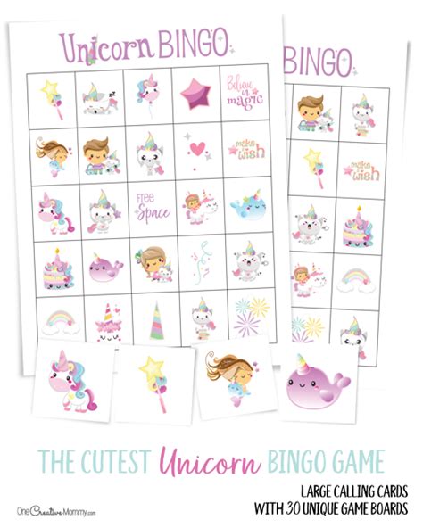 Unicorn Themed Printables For The Cutest Unicorn Bingo Game