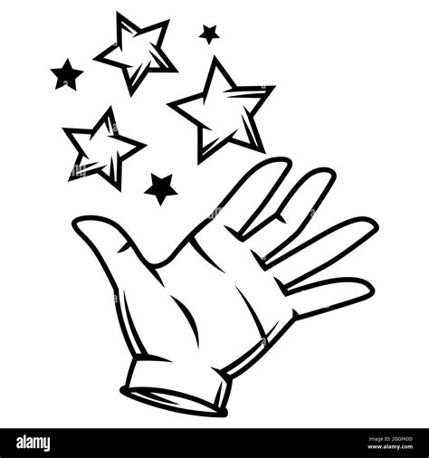 Magician Hand In White Glove Trick Or Magic Illustration Stock Vector