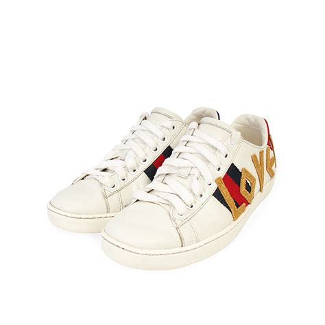 Gucci Leather Ace Loved Sneakers White S 35 25 Luxity