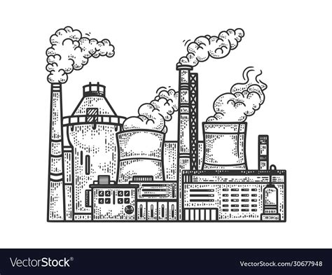 Industrial Factory Sketch Royalty Free Vector Image