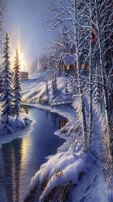 Pin By Hannelore Habicht On Winter ☃️⛄ Winter Scene Paintings Winter