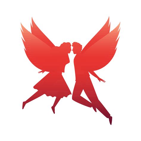 Silhouette Love Angel Couple On White Background 23418580 Vector Art