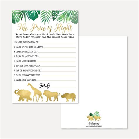 Printable Gold Safari Baby Shower Game Set Templates Hadley Designs