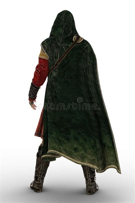 Rear View Of A Cloaked Man Isolated Stock Image Illustration Of