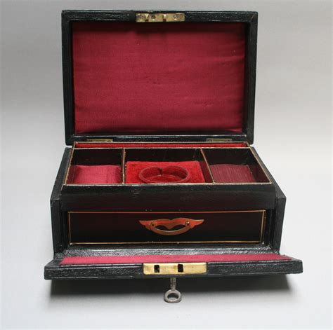 An Antique Black Leather Jewellery Box Williams Antiques