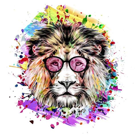 Bright Colorful Art With Tiger Head Design Concept Stock Illustration
