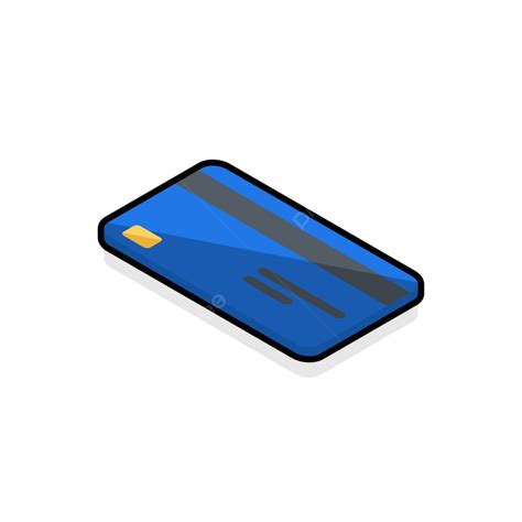 Isometric Icon Vector Of Blue Credit Card With Black Stroke And Left