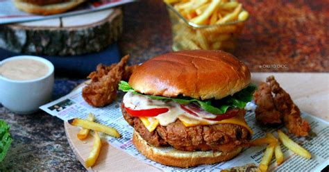 Serve hot with fries and a fizzy drink of your choice. KFC-Style Crispy Chicken Burger (Zinger Burger) | Chili to ...