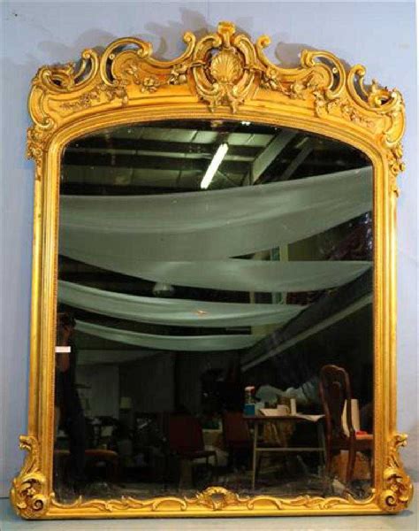 Gold Gilded Over The Mantle Victorian Mirror