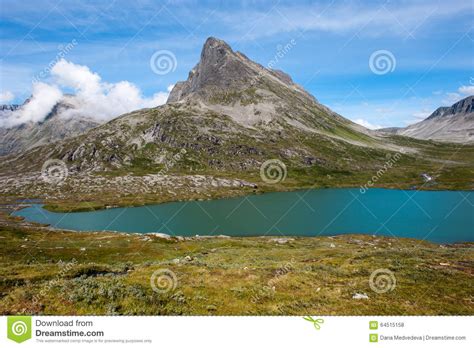 Landscape With Mountains And Mountain Lake Near Trollstigen Norway