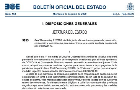 Real Decreto-ley 21/2020, de 9 de junio, medidas a tener en